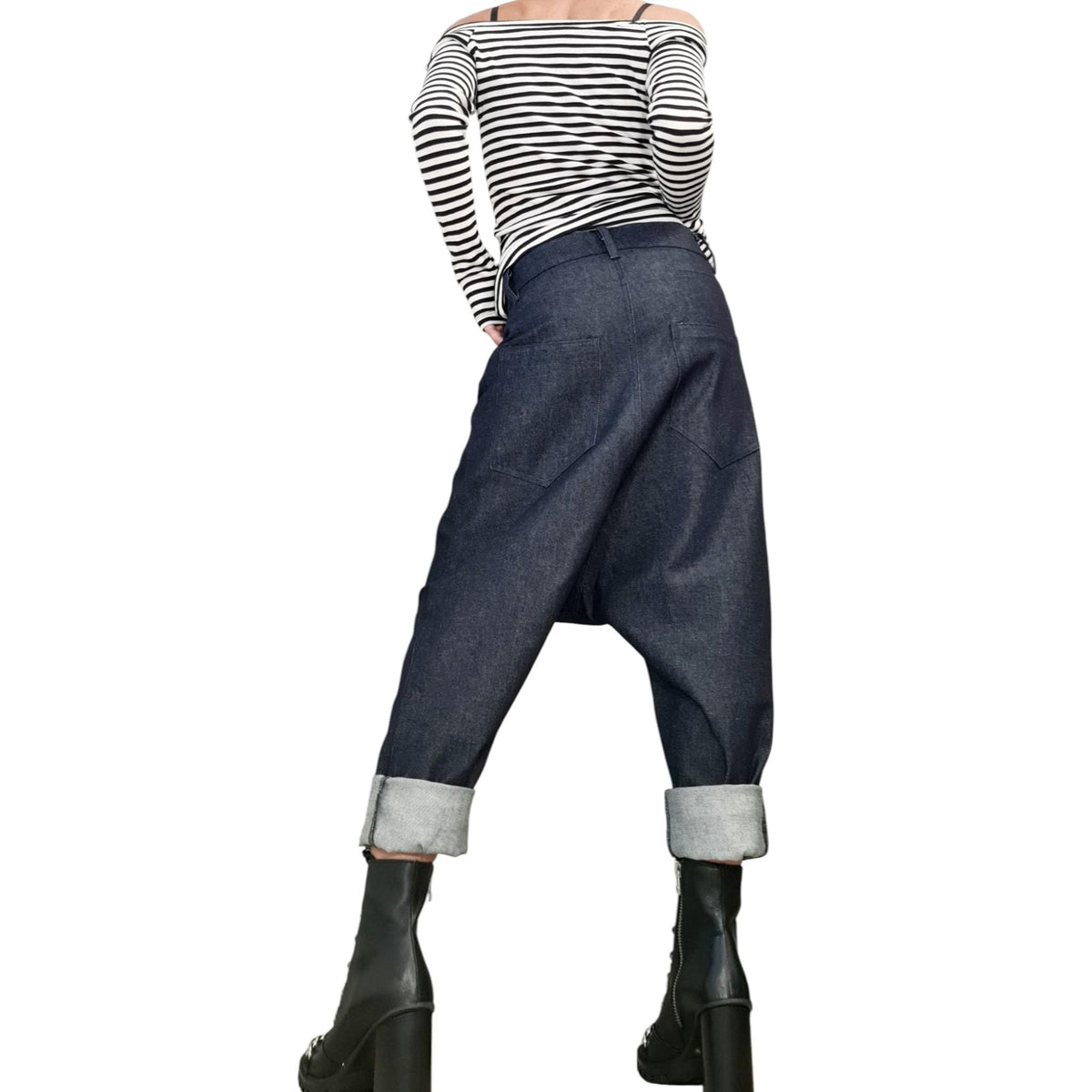 Denim Harem Pants, Unisex Baggy Boho Style, Extravagant Fit