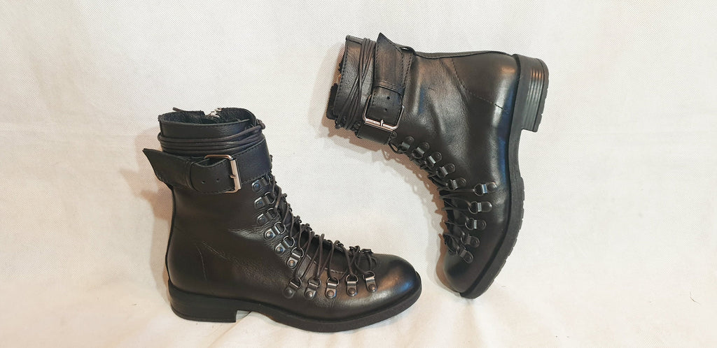 Black Leather Booties, Gothic Steampunk Ankle Boots, Winter Women Shoes