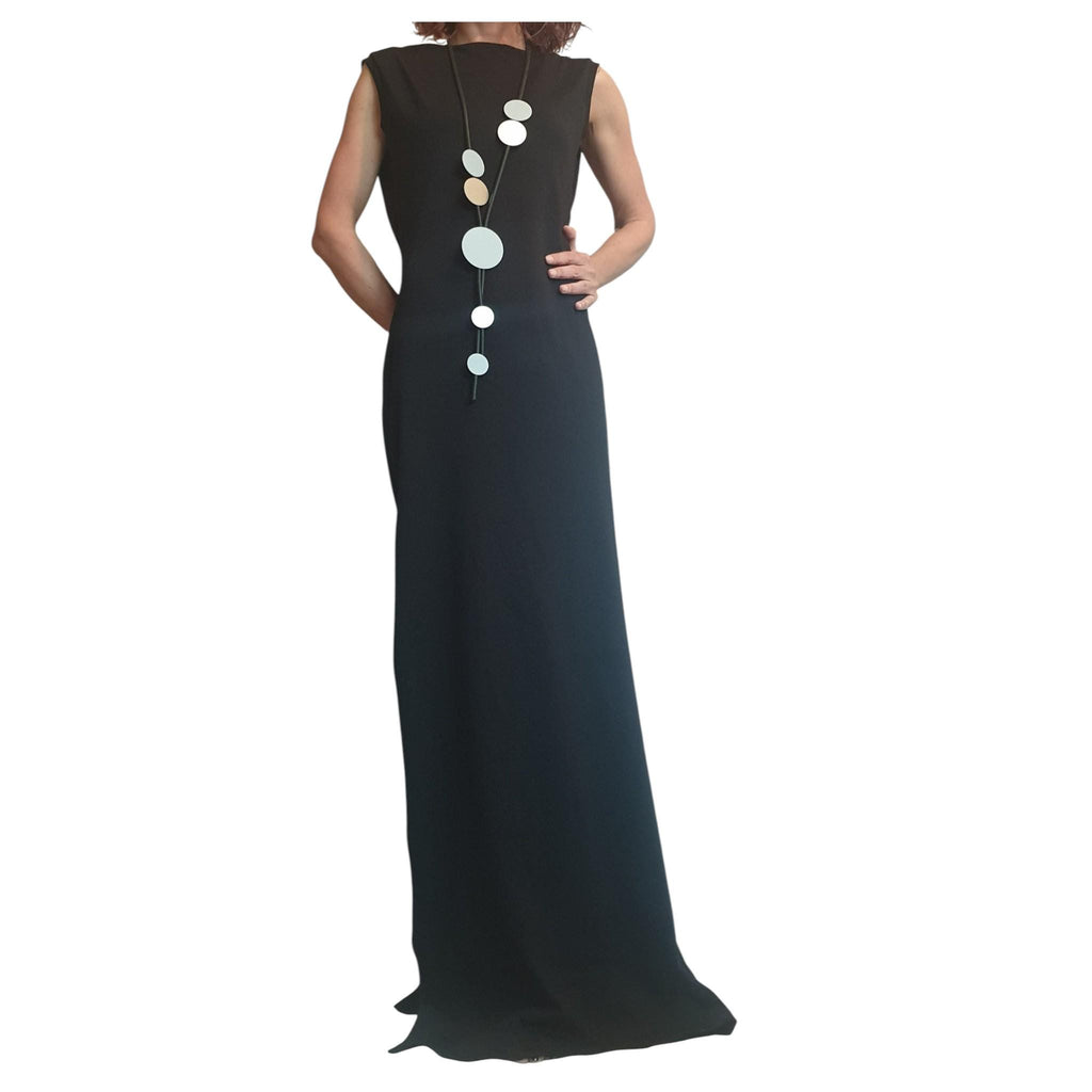 Black Gothic Maxi Dress Open Back Cotton French Terry Sleeveless Long Dress Women