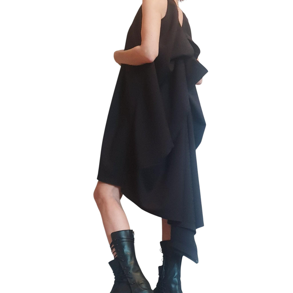 Asymmetric Dress, Cocktail Dress, Black Extravagant Dress, Avant Garde Dress, Sleeveless Dress, Futuristic Dress, Sexy Dress,