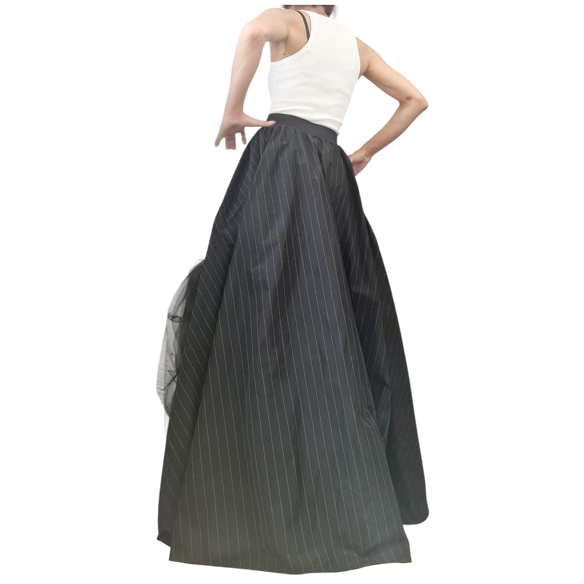 Asymmetric Ball Dress Skirt: Black & White Stripes, Plus Sizes