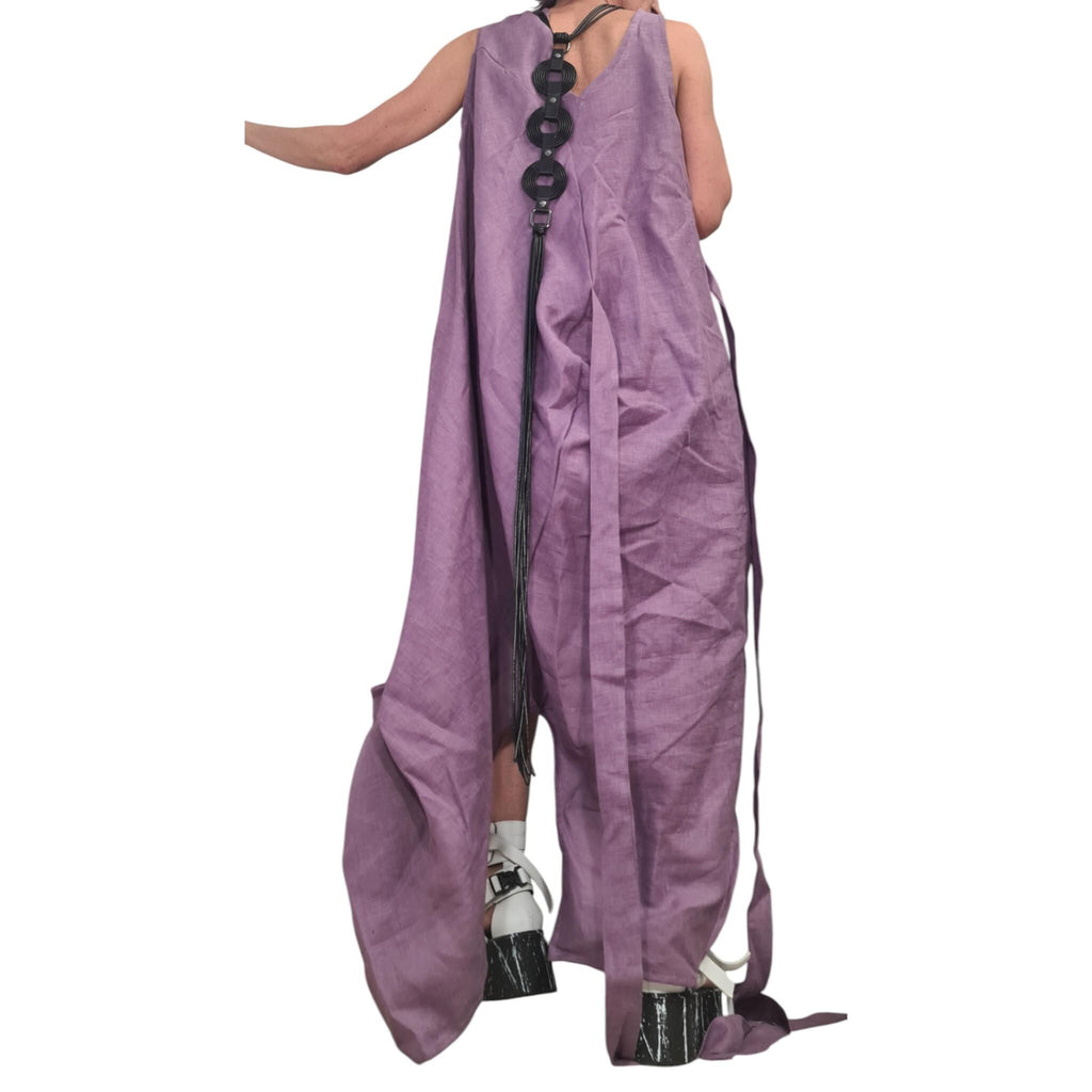 Linen Purple Dress – Long Asymmetrical Summer Dress, Minimalist Linen Clothing, Loose Fit Maxi Dress, Boho Elegant Vacation Outfit