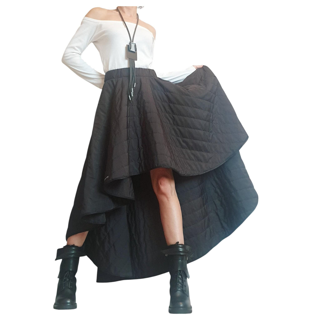 Extravagant Asymmetric Wadding Skirt, Gothic Cocktail Circle Skirt