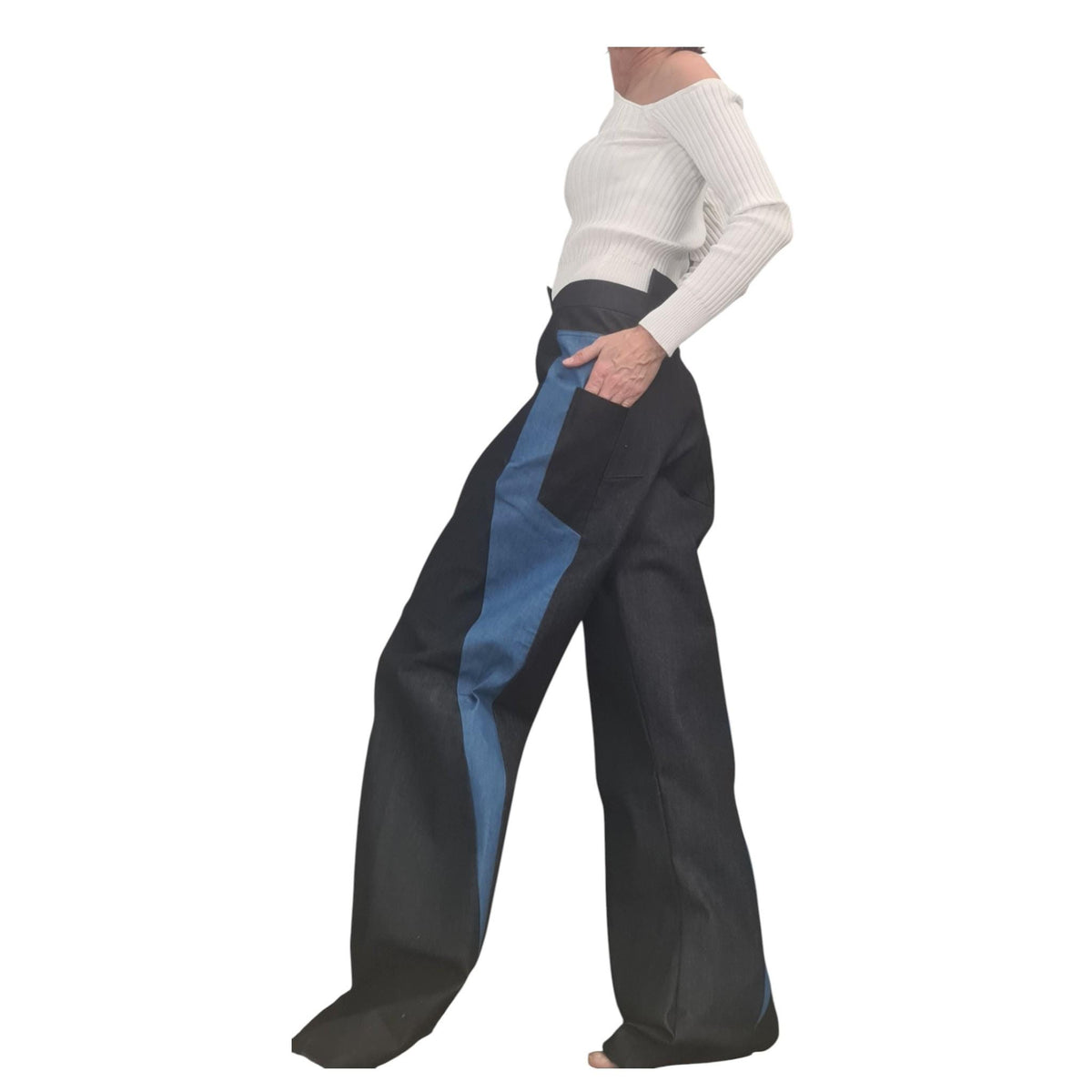 Extravagant Asymmetrical Denim Pants, Deconstructed Streetwear Bottoms