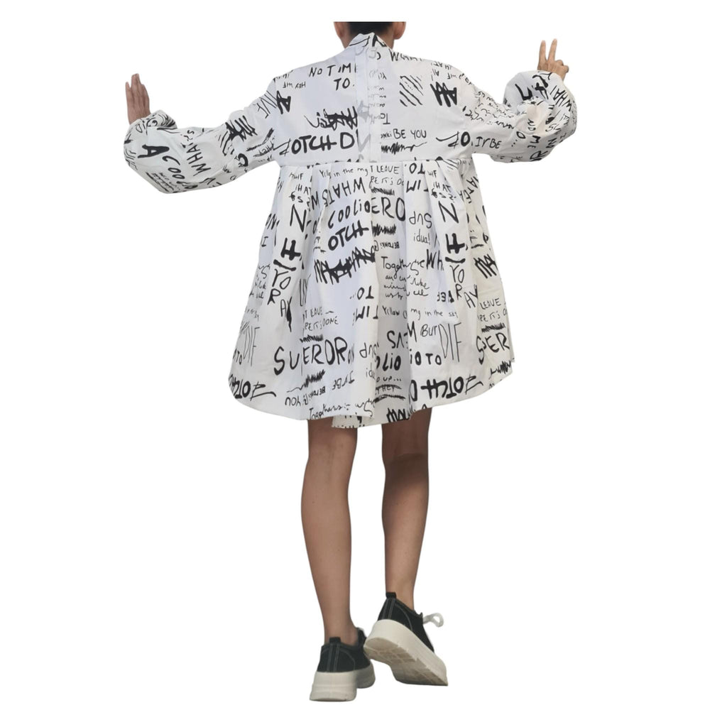 Extravagant Long Sleeve Shirt | Asymmetric Loose Tunic Dress | Oversize Avant Garde Top DRESSSHOESCODE