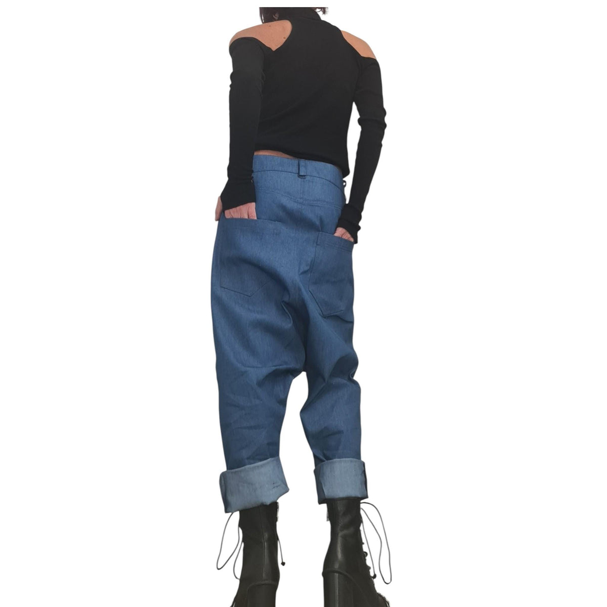 Casual Denim Harem Pants, Extravagant Boho Style, Unisex Fit