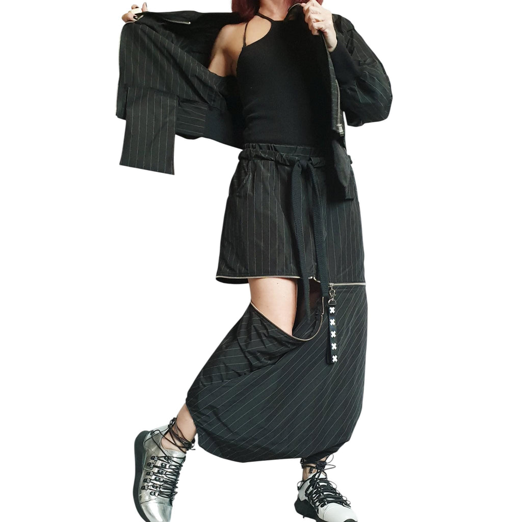 Extravagant Skirt Pants/Asymmetric Skirt Pants/Extravagant Harem Pants/Baggy Pants/Short Black Pants/Casual Harem Trousers