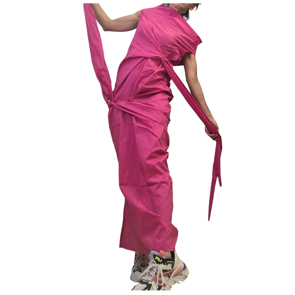 Pink Maxi Dress, One Shoulder Asymmetric, Boho Summer Kaftan,
