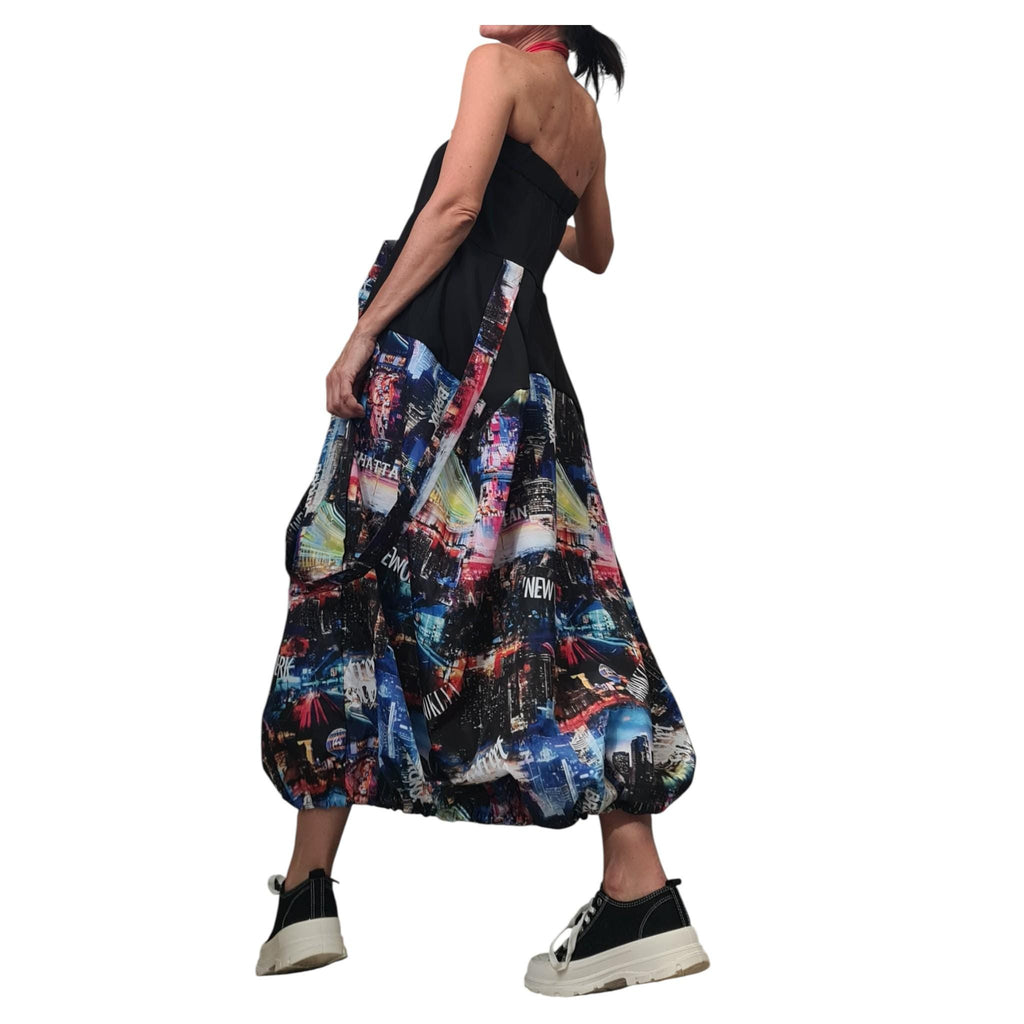 Asymmetric Skirt Dress with Print, High Circle Skirt for Women's