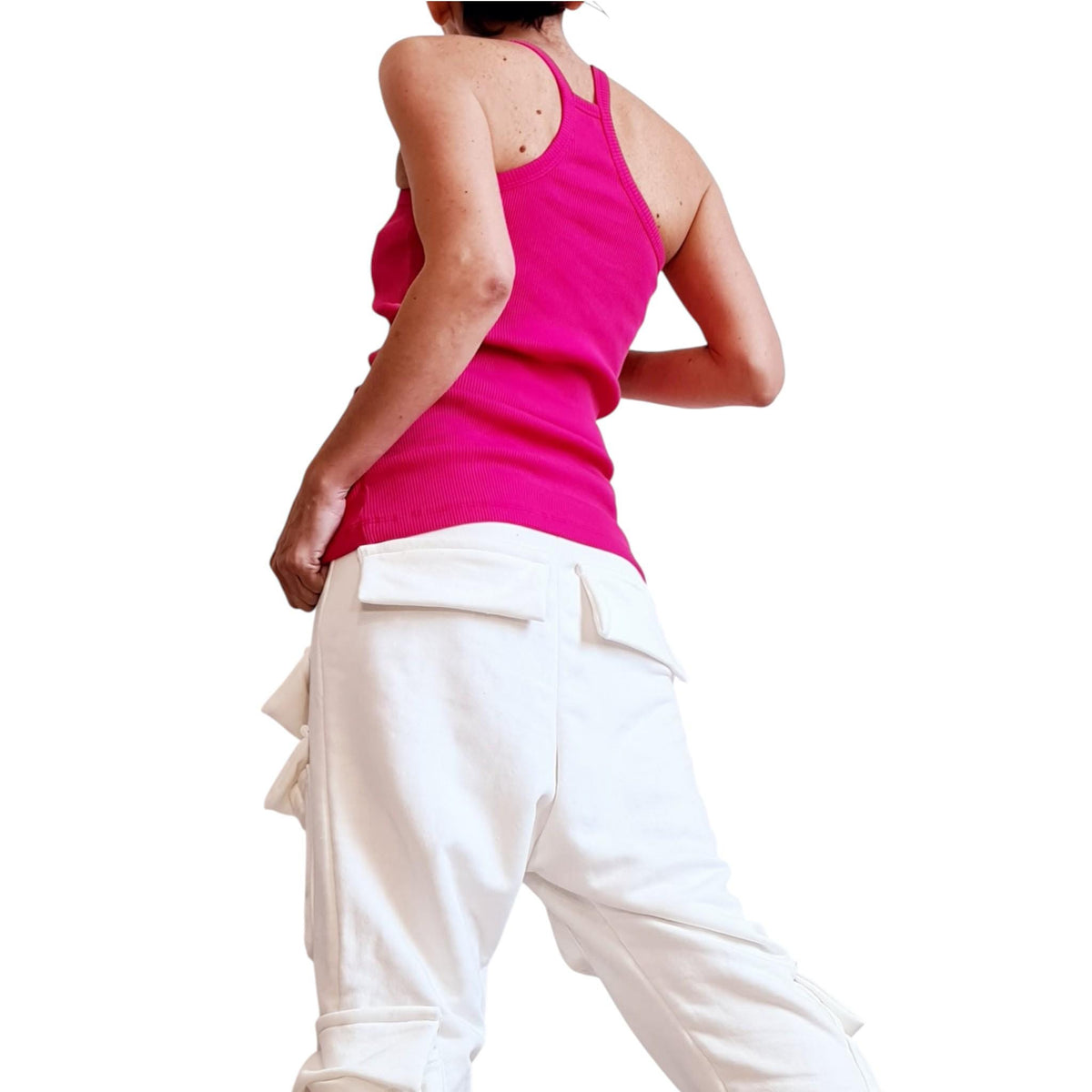 Hot Pink Ribbed Cotton Top | Sleeveless Summer Tank | Fuchsia Women’s Casual Top