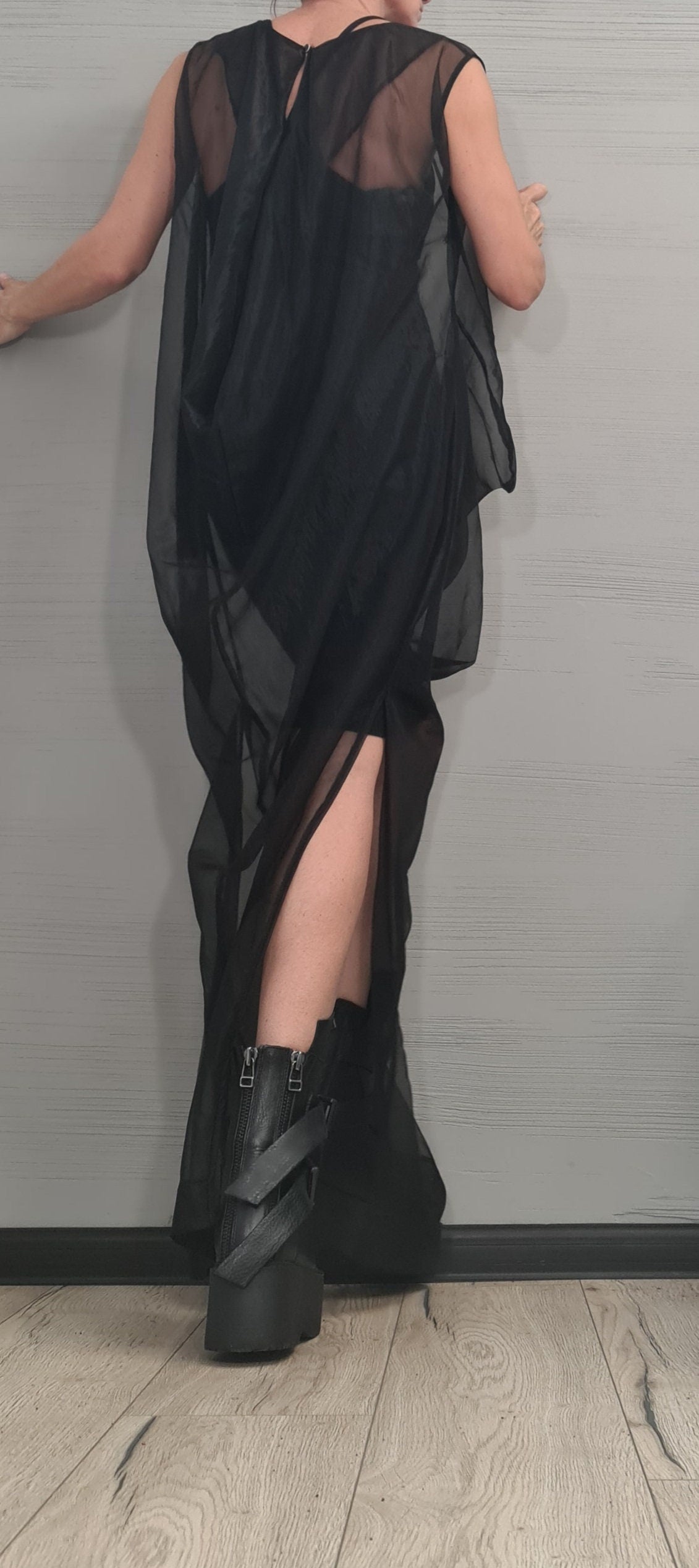 Black Cotton Mini Dress, Sheer Mesh Maxi Tunic, Layered Two-Piece Co-Ord Set, Plus Size