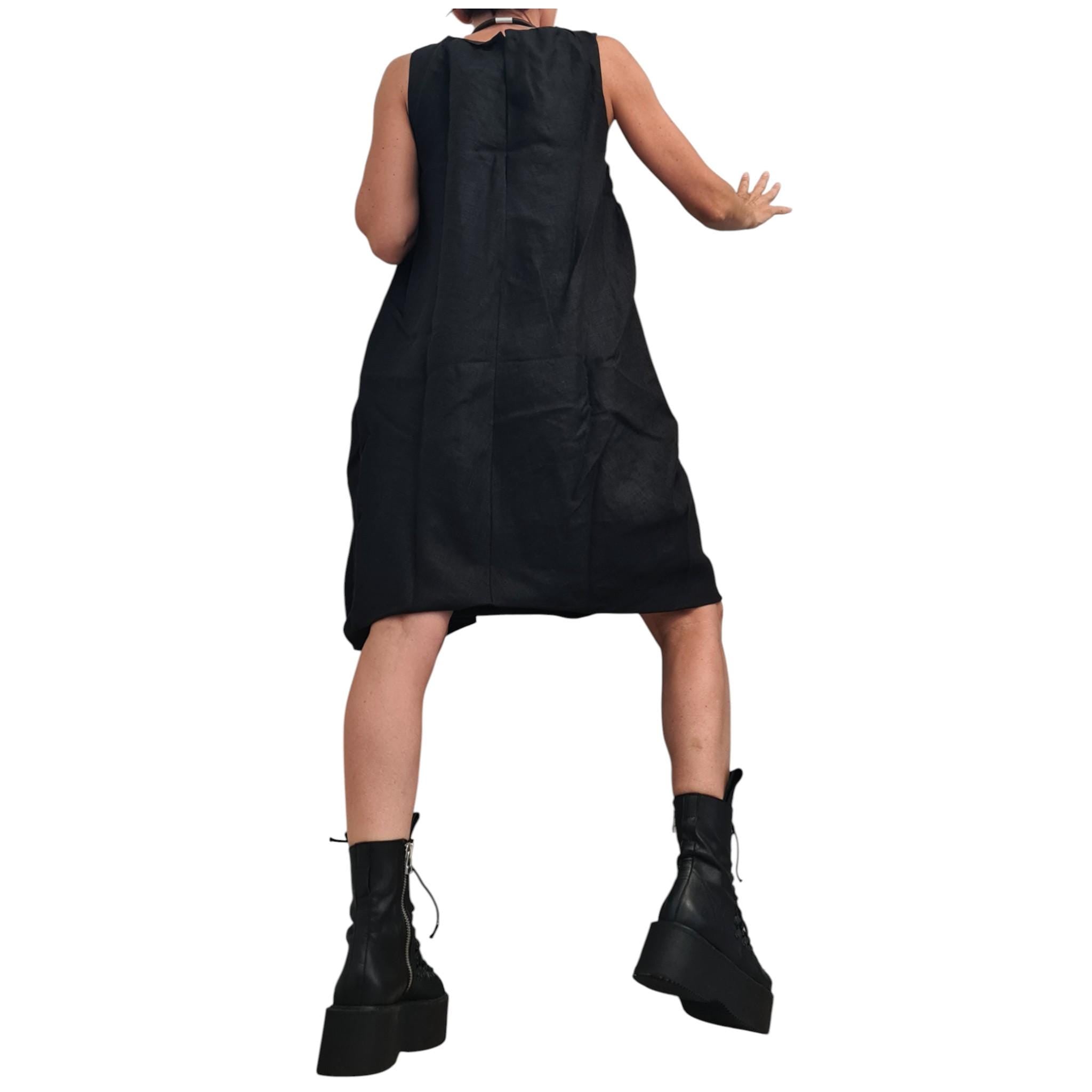 Black Linen Dress for Women, Gothic Sleeveless Dress, Loose Tunic, Plus Size Asymmetric Clothing