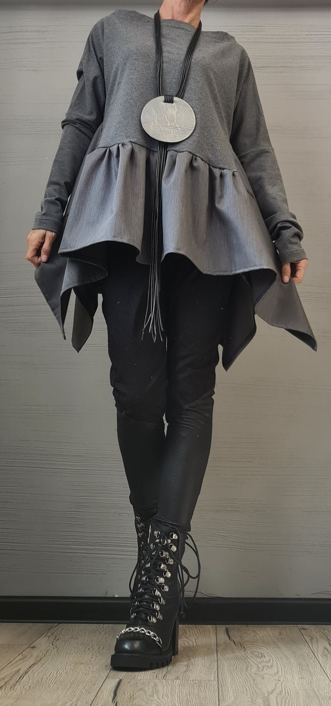 Asymmetric Deconstructed Blouse, Avant Garde Long Sleeve Top