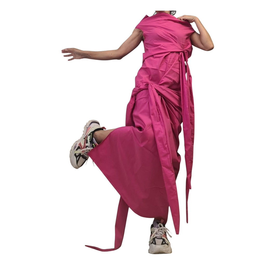 Pink Maxi Dress, One Shoulder Asymmetric, Boho Summer Kaftan,