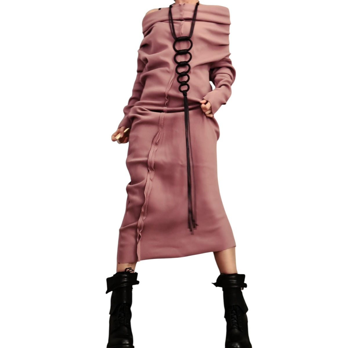 Asymmetric Cotton Dress, Avant Garde Blouson, Long Sleeve, Plus Size Clothing