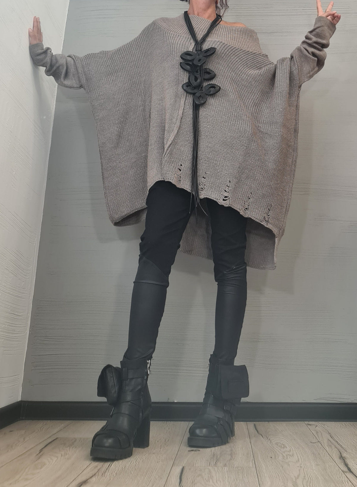 Asymmetrical Loose Knitted Tunic, Oversized Long Sweater, Plus Size Blouse