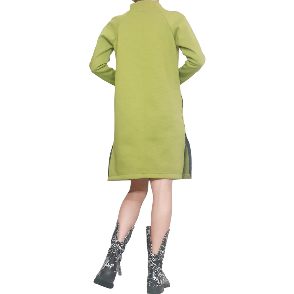 Pistachio Cotton Dress, Plus Size Clothing, Loose Fit Knee-Length Tunic