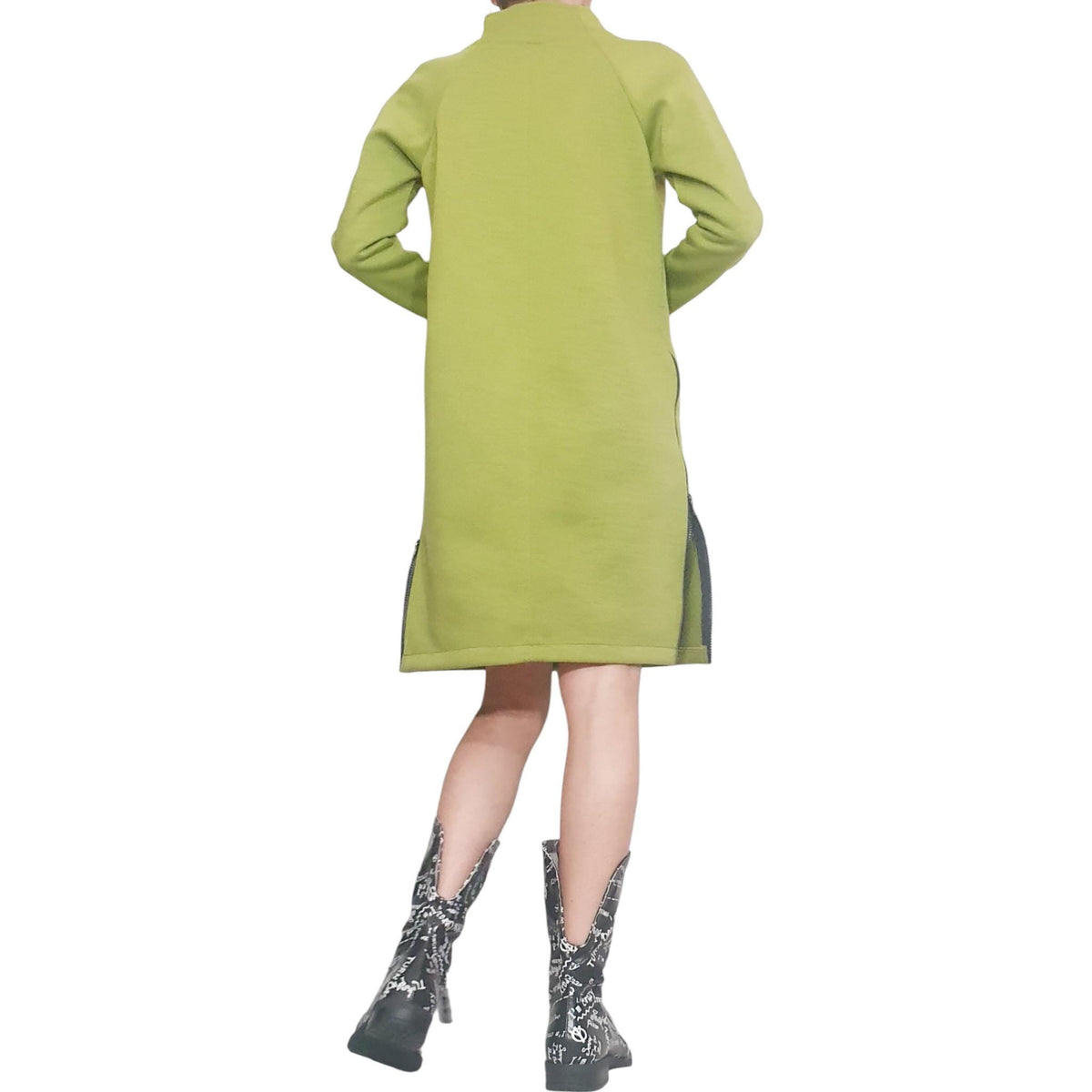 Pistachio Cotton Dress, Plus Size Clothing, Loose Fit Knee-Length Tunic