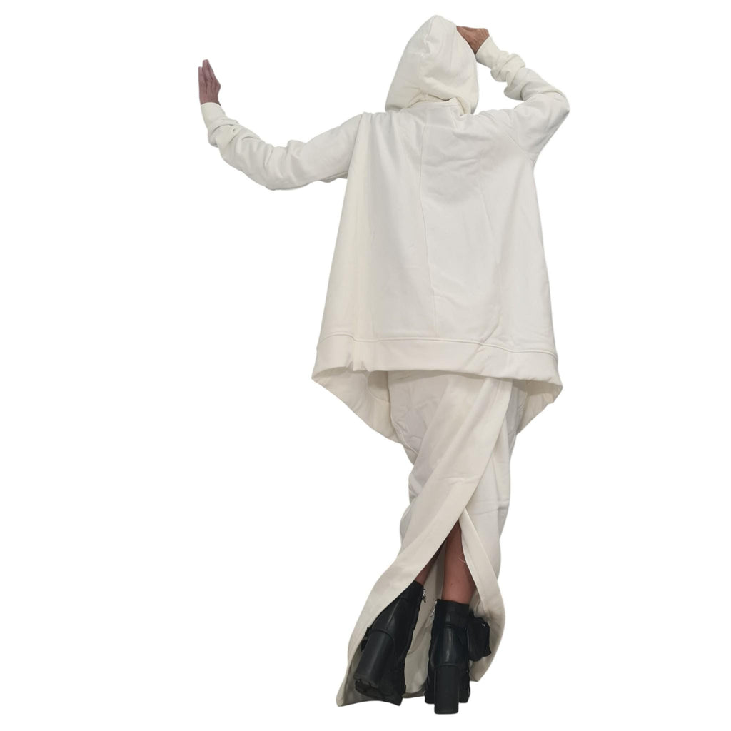 White Cotton Maxi Pencil Skirt, Oversized Hooded Sweatshirt, French Terry Co-Ord Set, Plus Size