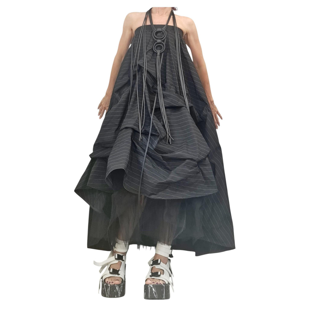 New collection Extravagant Ball Dress Skirt Women, Tutu Cocktail Skirt, Asymmetric Long Short Skirt, Black White stripes Dress