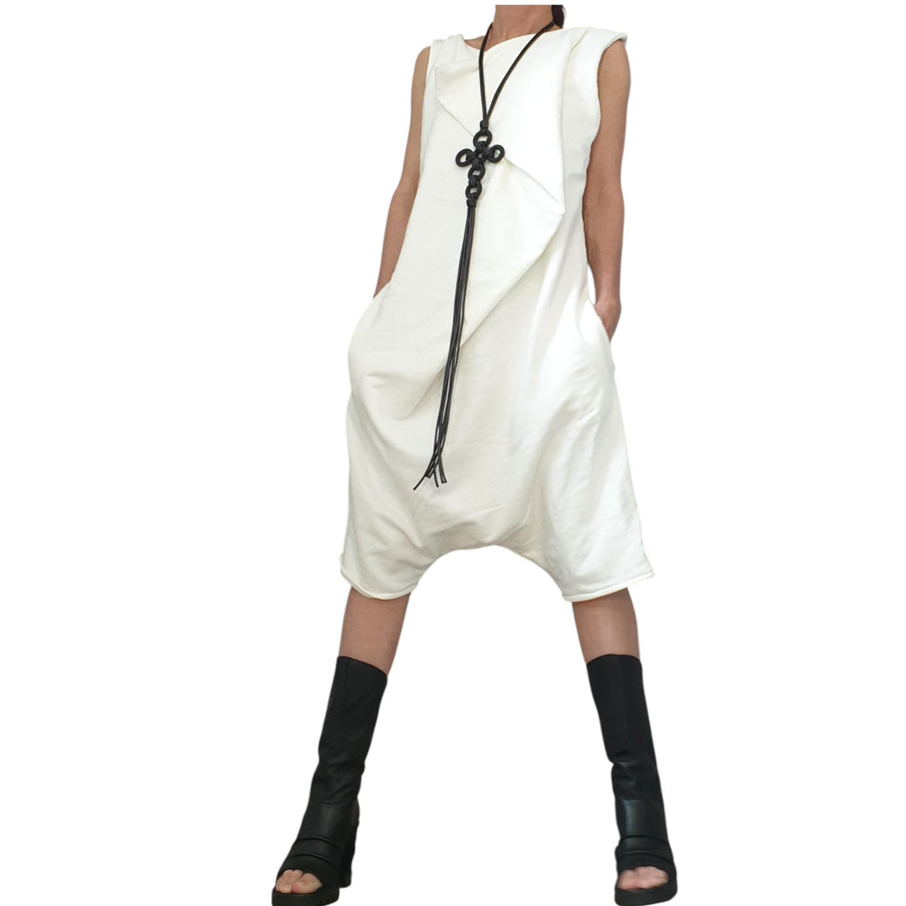Asymmetric Cotton Harem Jumpsuit, Extravagant Loose Women Overall