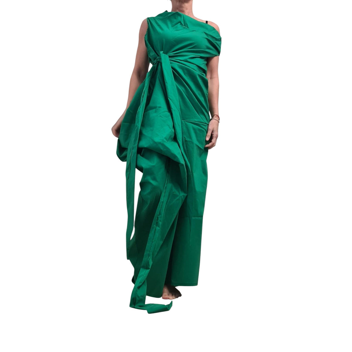 Emerald Green Long Dress | Asymmetric Body Contour Silhouette | fashion for women | avant garde