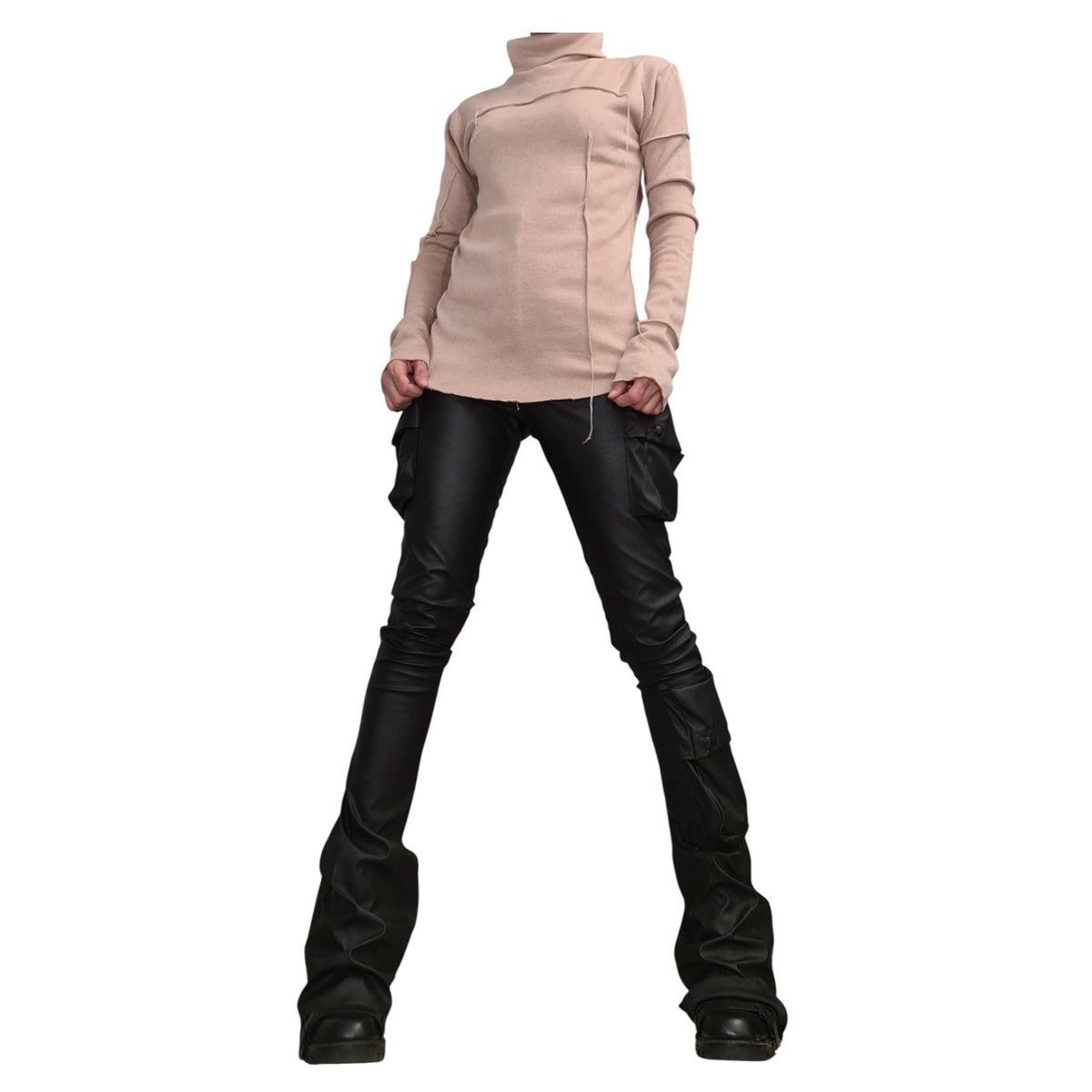 Beige Turtleneck Avant Garde Top, Extravagant Blouse, Warm and soft blouse, Outer seam