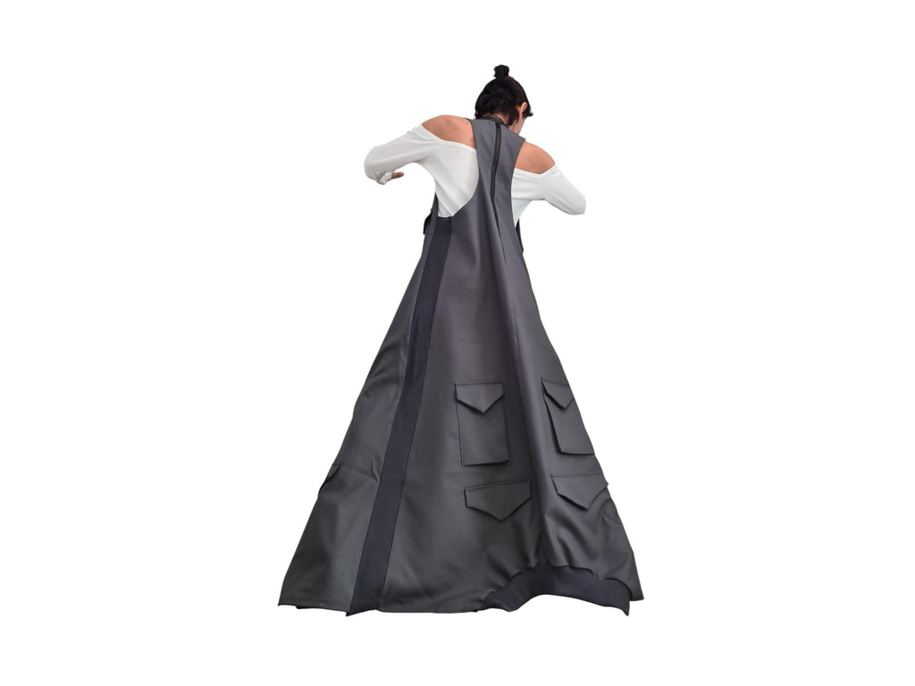 Avant Garde Asymmetric Maxi Dress | Oversized Cotton Sleeveless Gothic Design