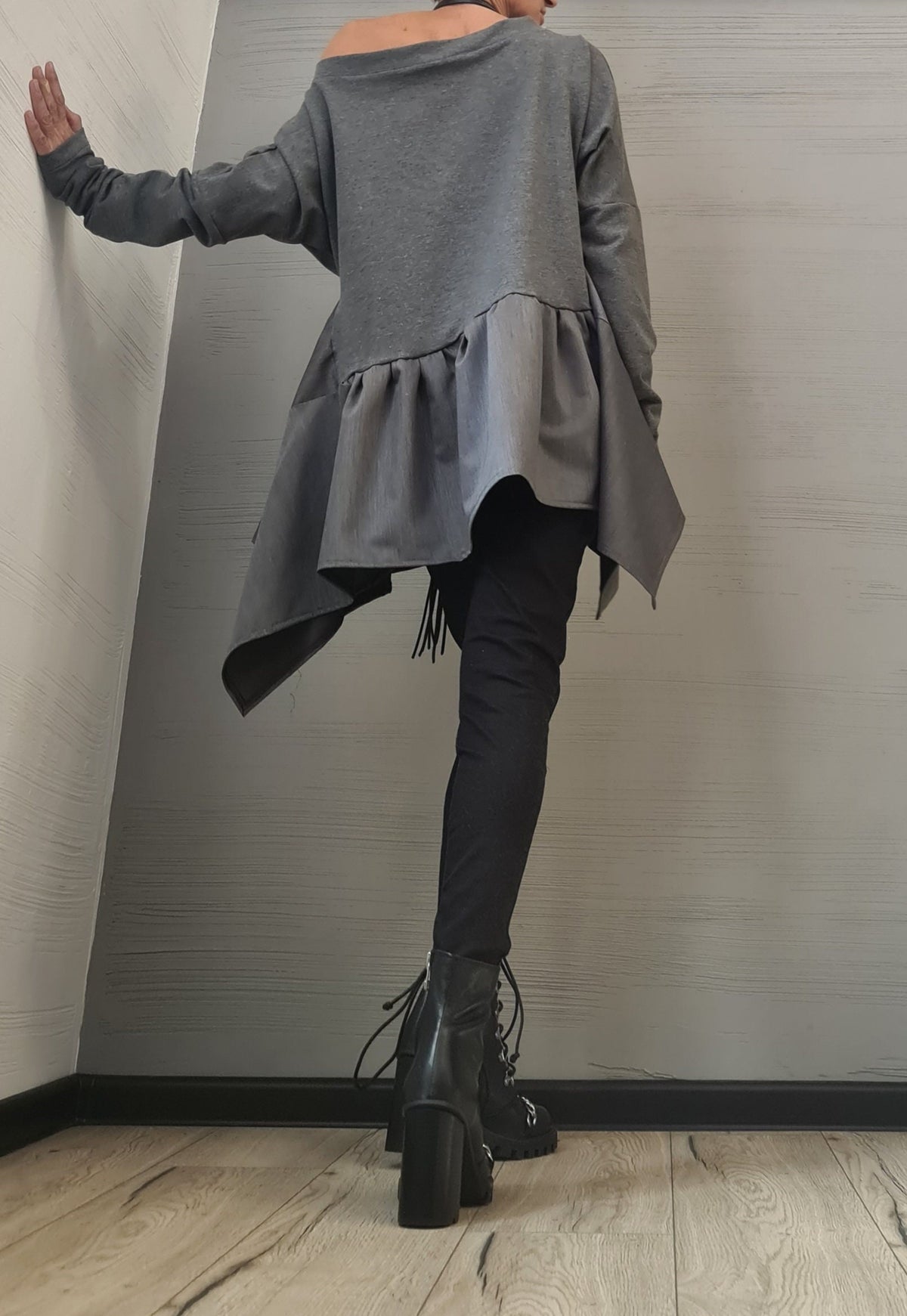 Asymmetric Deconstructed Blouse, Avant Garde Long Sleeve Top