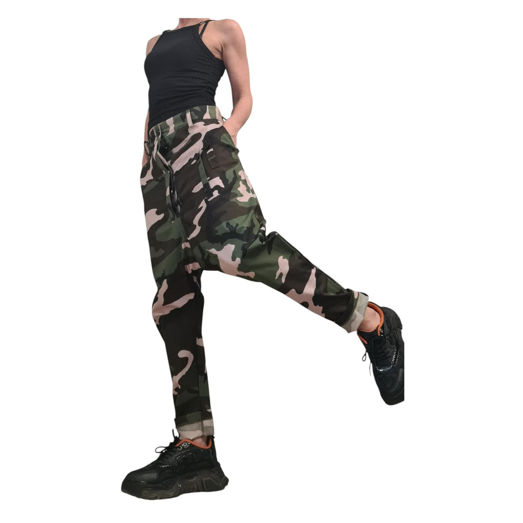 Camouflage Harem Pants, Drop Crotch Trousers, Tapered Leg