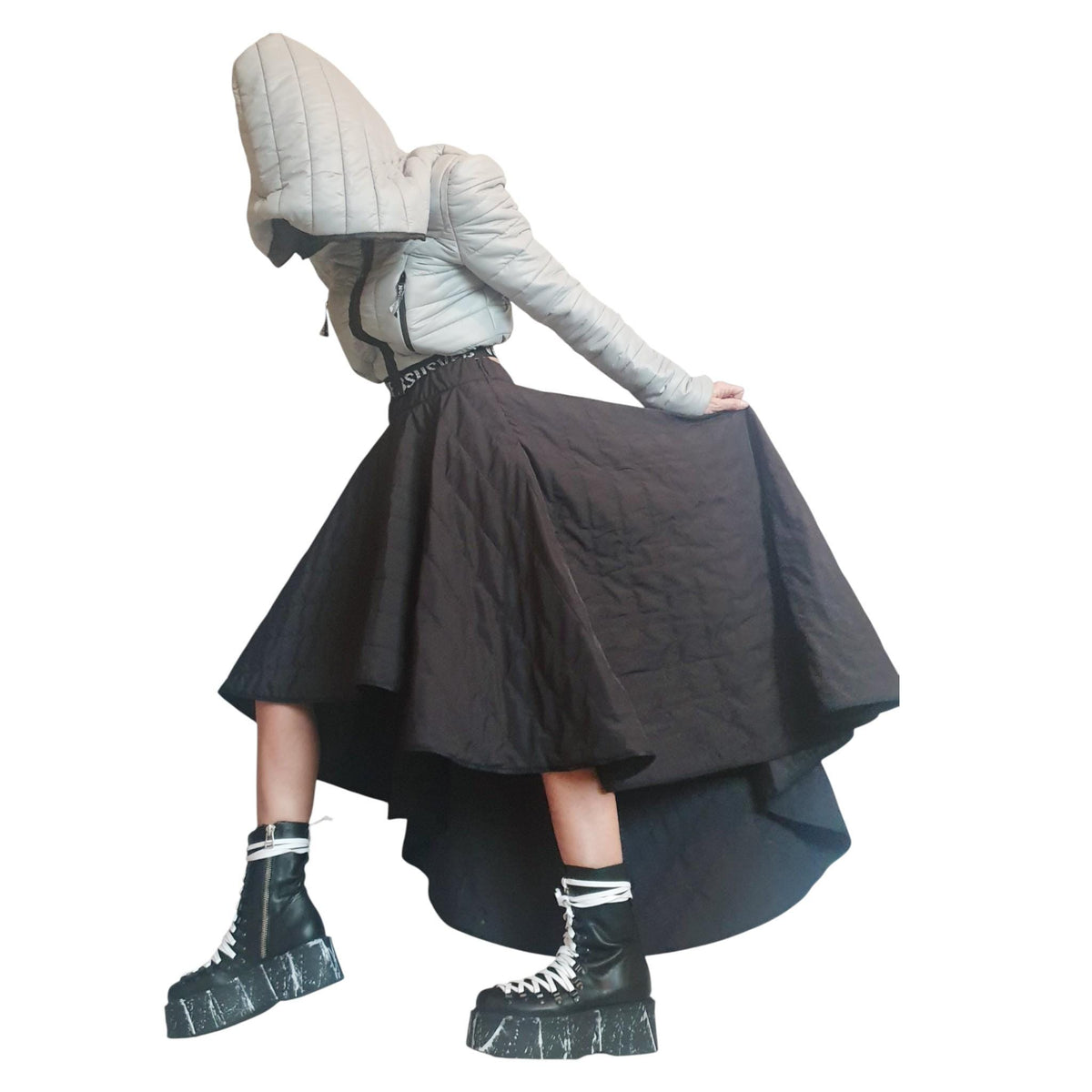 Cropped Hooded Puffer Jacket, Oversized Big Hood Bomber, Quilted Winter Outerwear