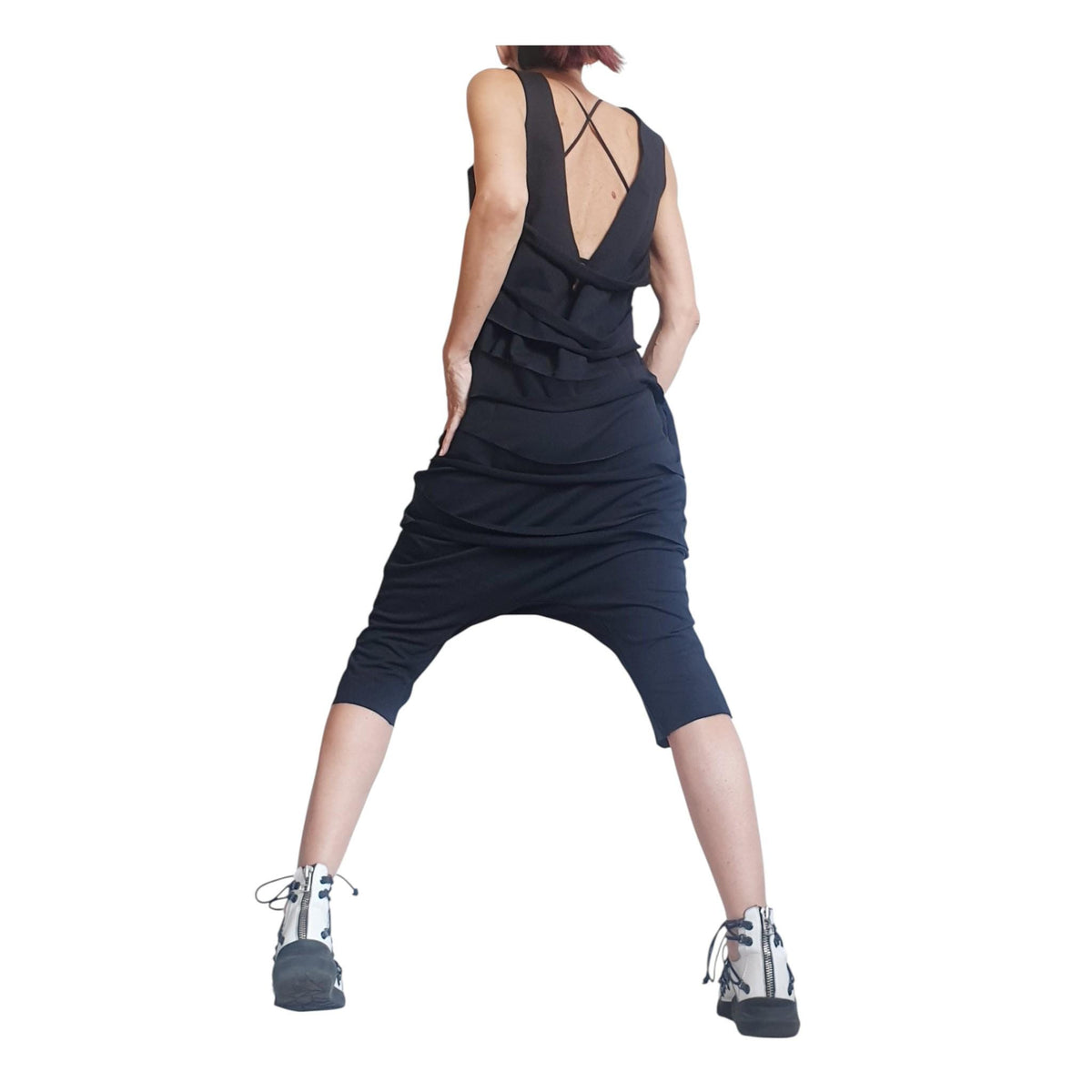 Avant Garde Yellow Jumpsuit Loose Drop Crotch Women Outfit Asymmetric Oversize Casual Summer Clothing