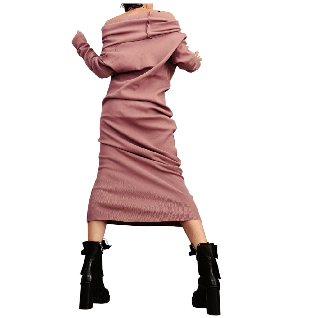 White Asymmetric Fit Cotton Dress, Plus Size Clothing,  Long Sleeve
