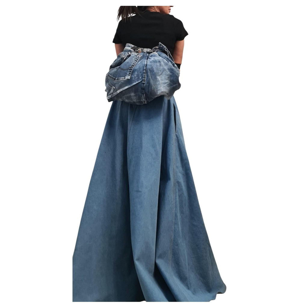 Extravagant Denim Bag, Avant Garde Handmade Bag Backpack