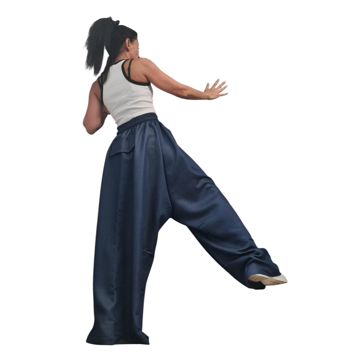 Asymmetric Wide-leg Denim Pants, Harem trousers, Plus Size pants for women