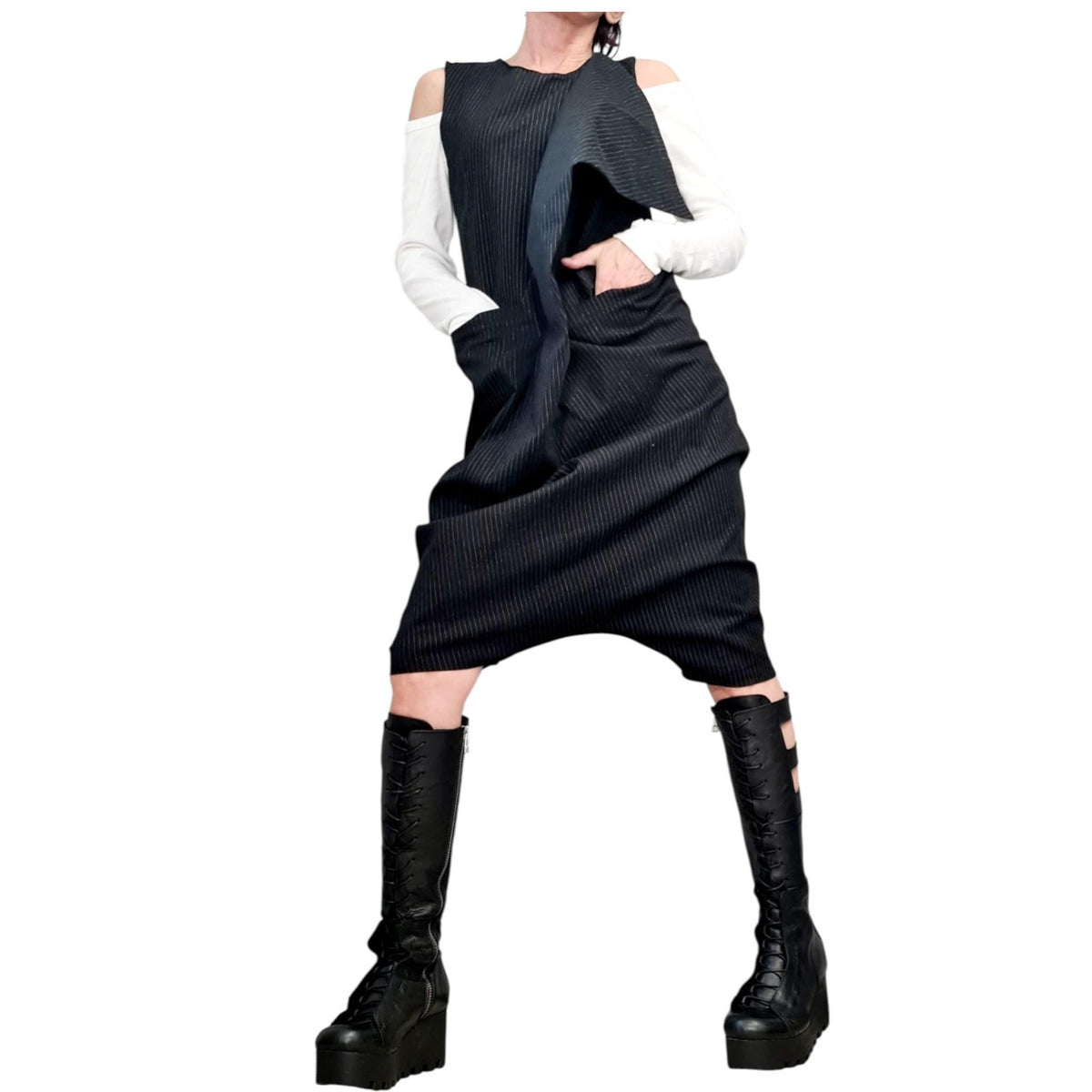 Asymmetric Harem Jumpsuit, Extravagant Loose Women Overall, Plus Size