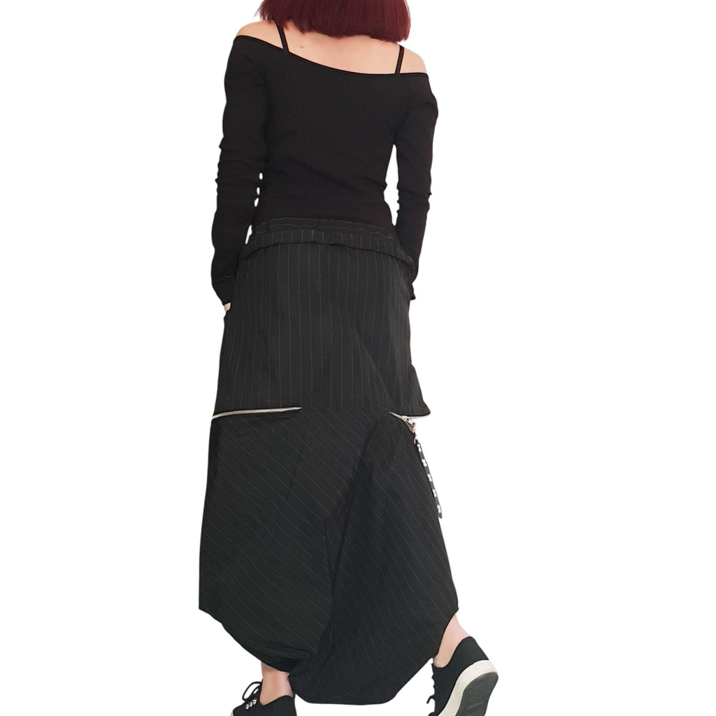 Extravagant Skirt Pants/Asymmetric Skirt Pants/Extravagant Harem Pants/Baggy Pants/Short Black Pants/Casual Harem Trousers