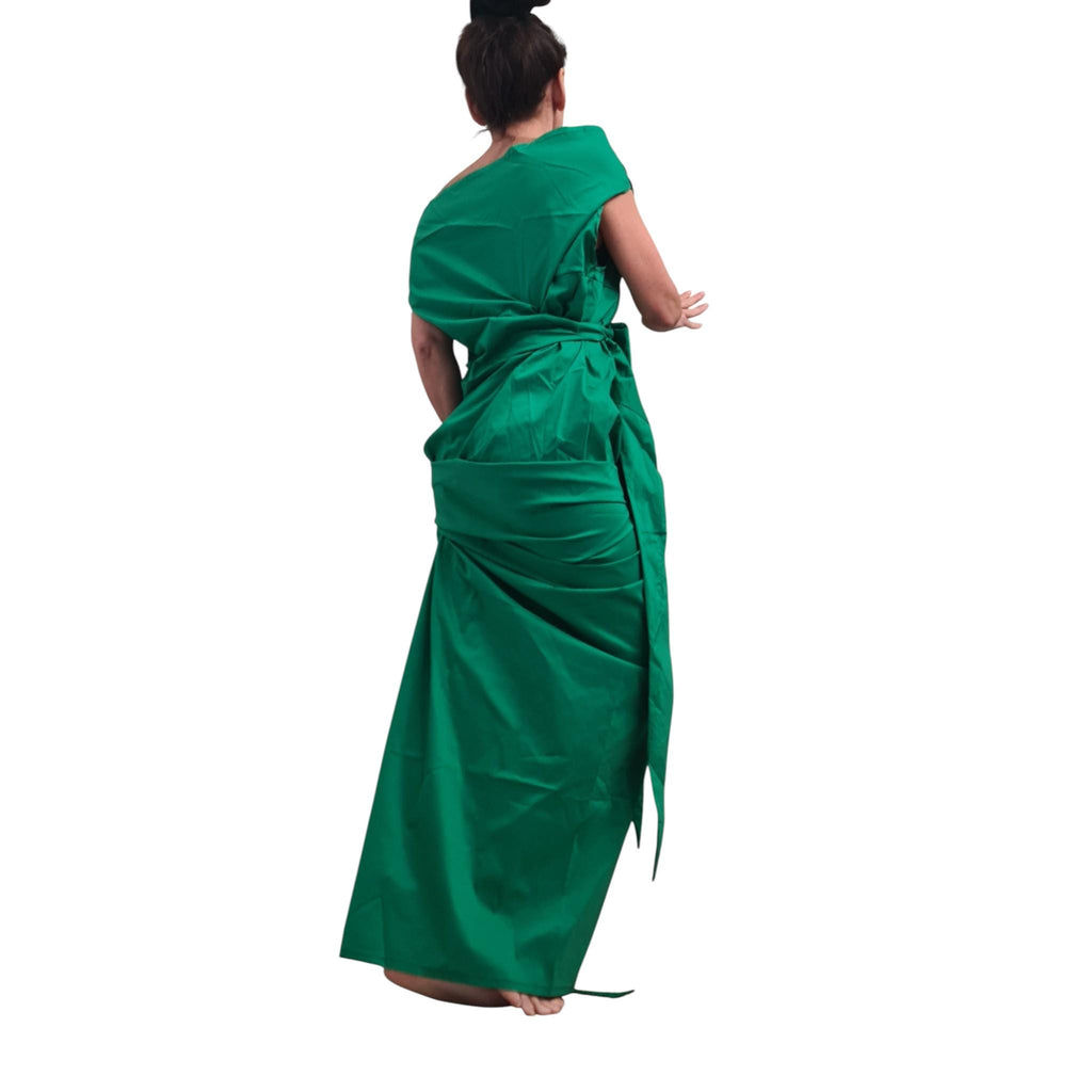 Emerald Green Long Dress | Asymmetric Body Contour Silhouette | fashion for women | avant garde