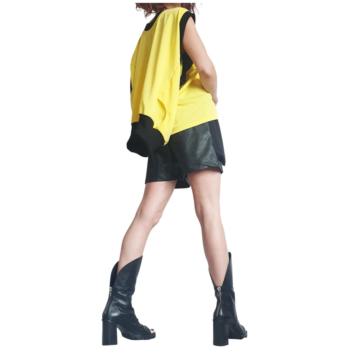 Avant Garde Yellow Skirt, Loose Maxi Asymmetric Oversize Women Clothing, Convertible Outfit