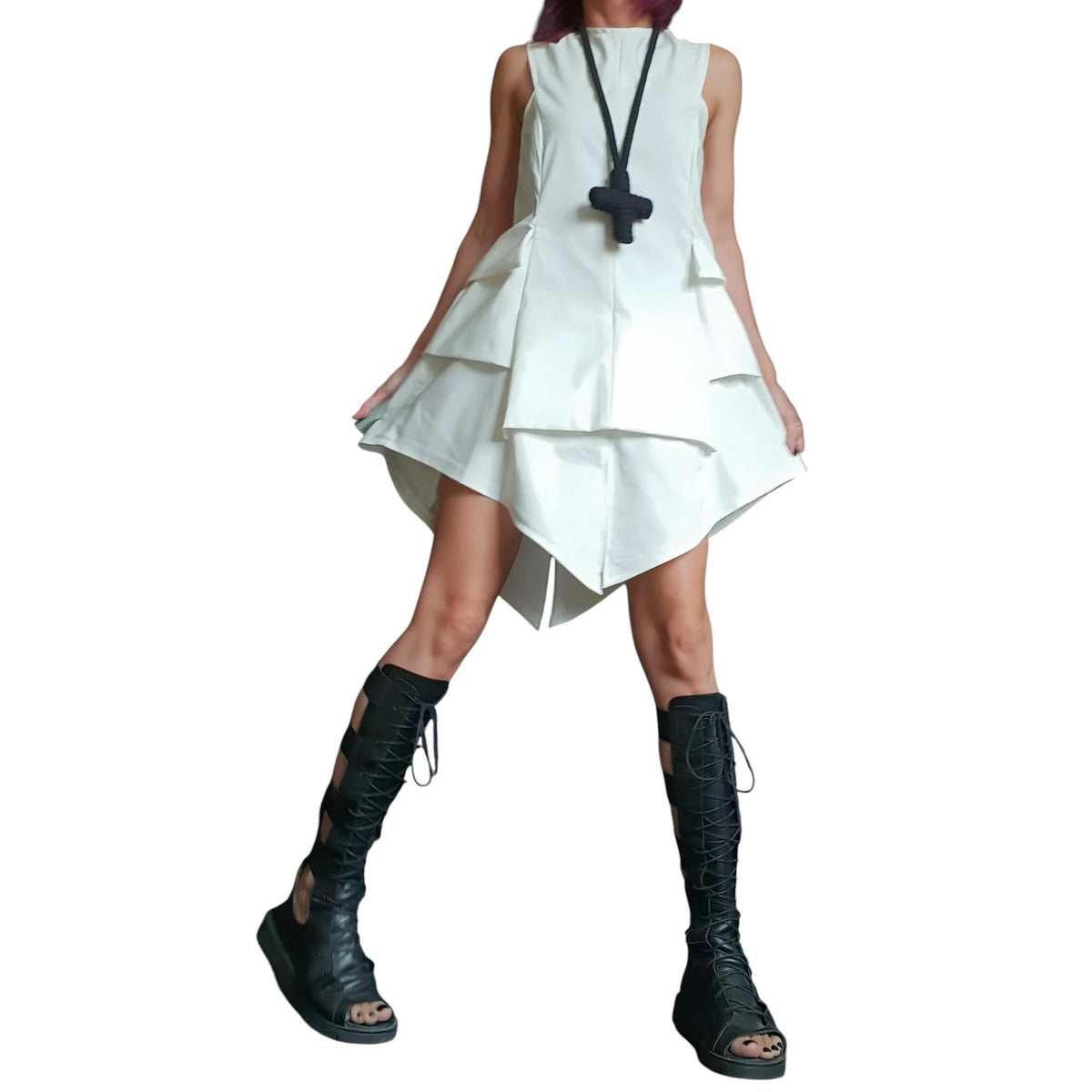 Avant Garde Gothic Cross Necklace, Handmade Geometric Necklace