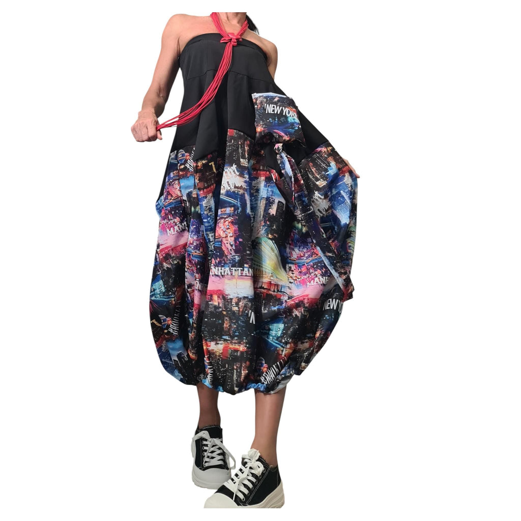 Asymmetric Skirt Dress with Print, High Circle Skirt for Women's