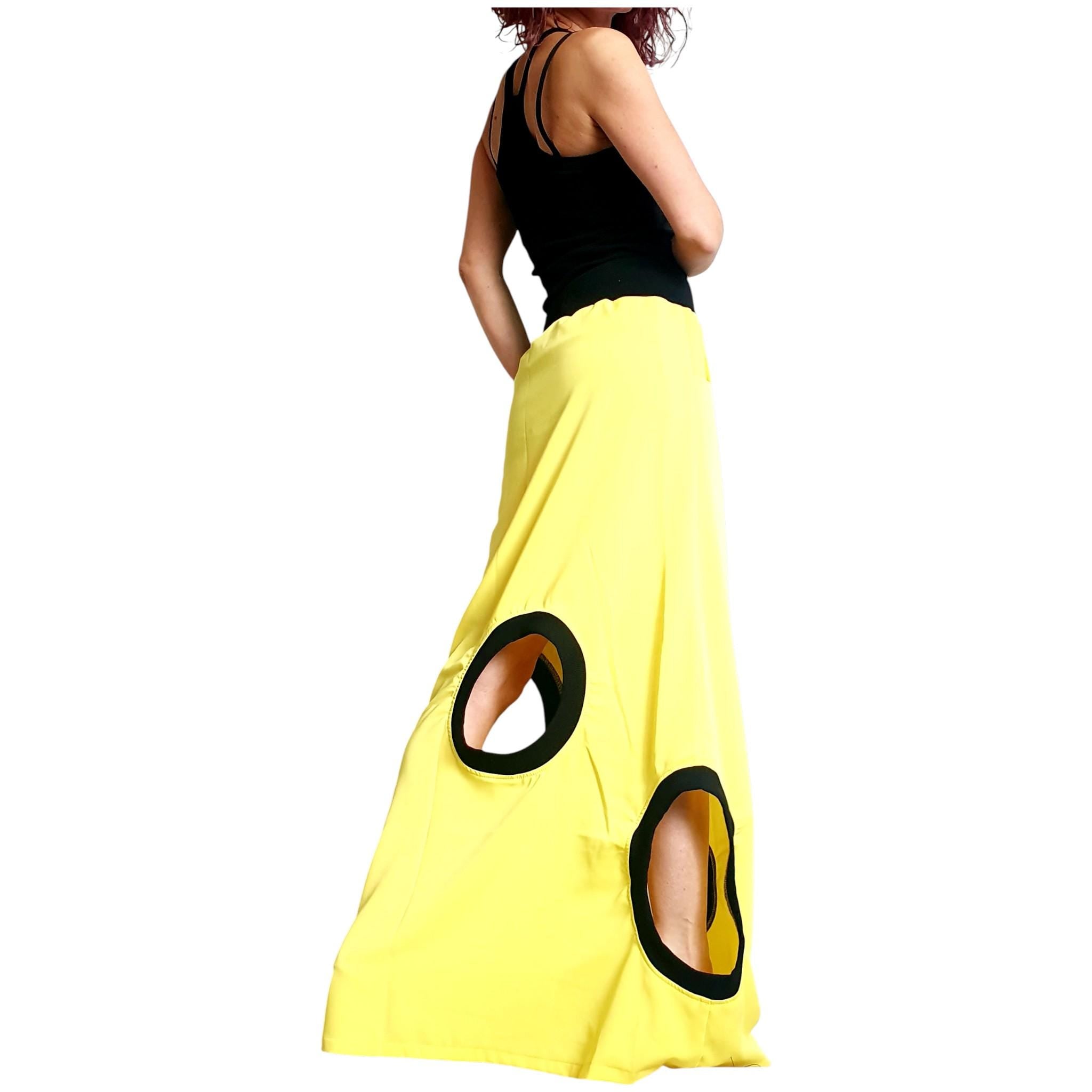 A Line Skirt, Boho Skirt, Wedding Yellow Skirt, Cocktail Skirt, Gothic Skirt, Asymmetric Skirt, Maxi Skirt, Steampunk Skirt, High Skirt