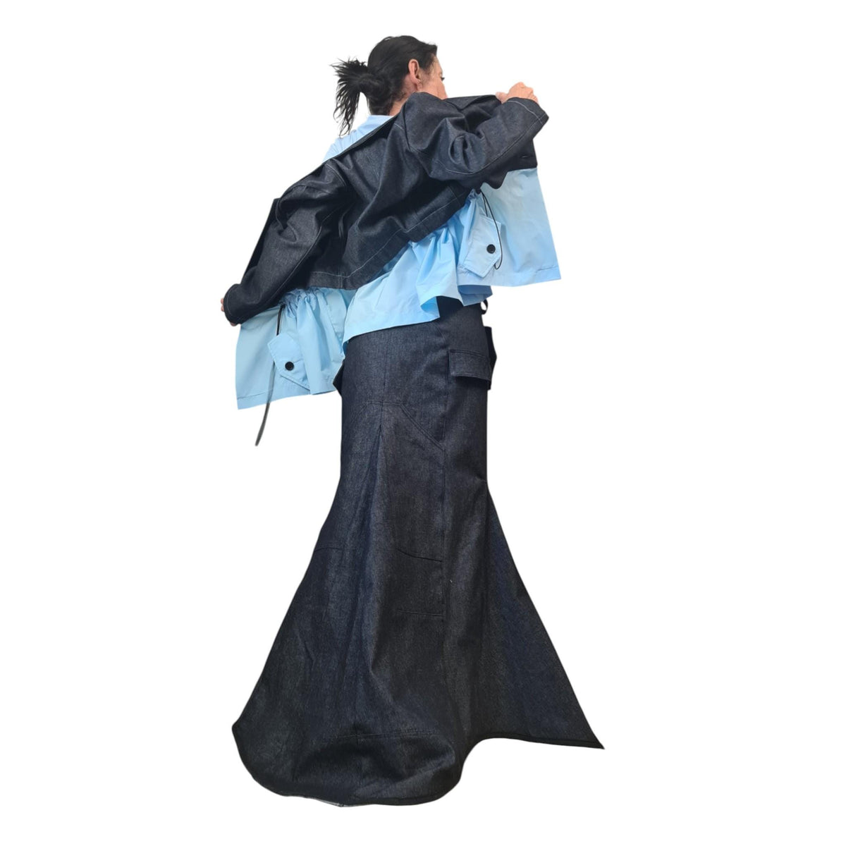 Denim Avant Garde Blazer: Asymmetrical, Deconstructed Jacket