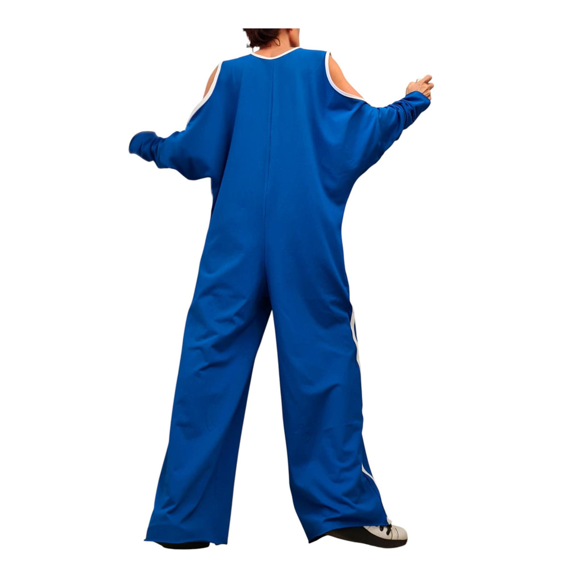Red Cotton Harem Jumpsuit, Wide Leg Overall, With and without sleeve
