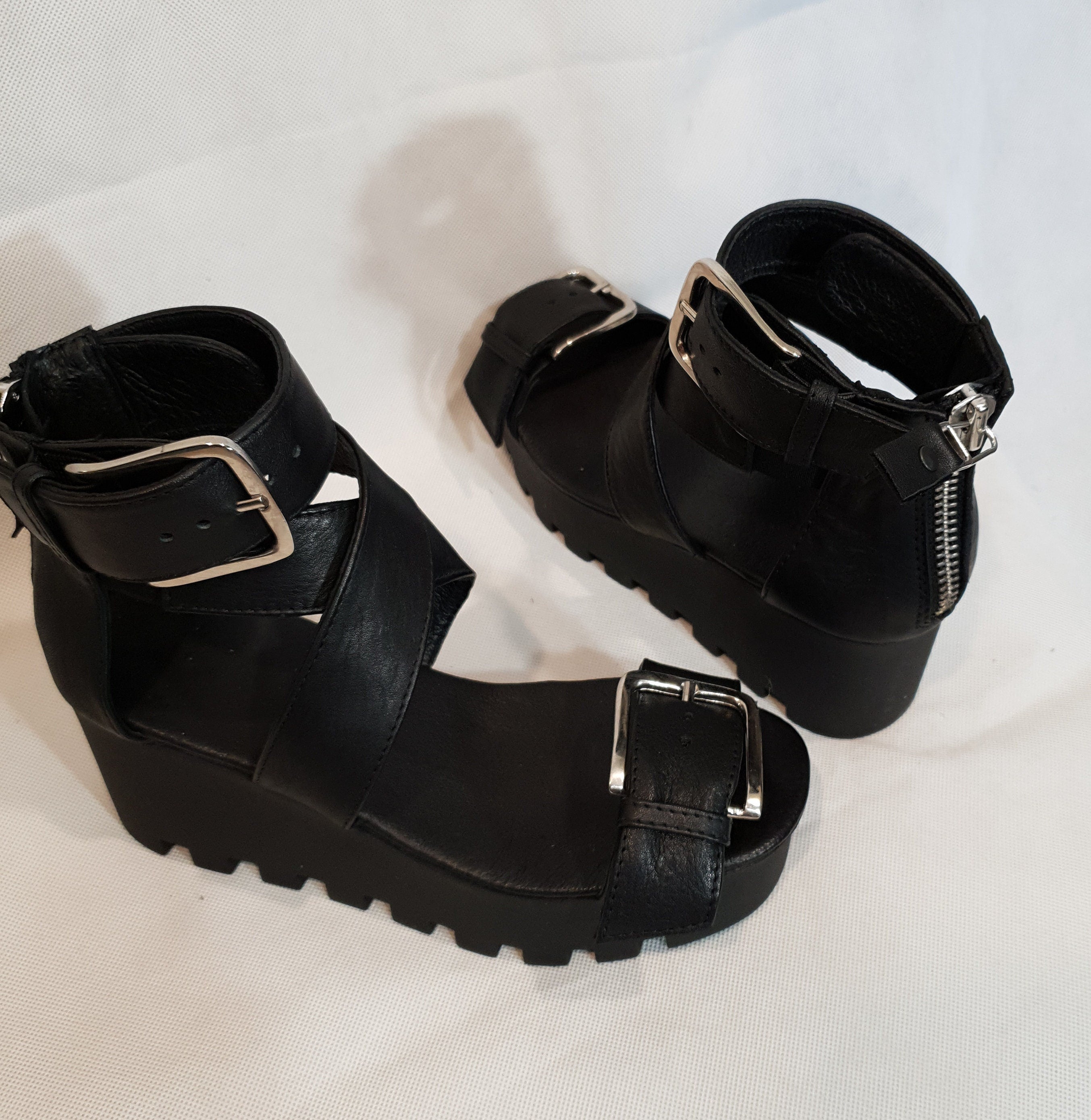 Leather Platform Sandals, Wedge Shoes, Strappy Sandals, Women Extravagant Leather Sandals, Platform Boots, Gothic Sandals, Steampunk Sandals