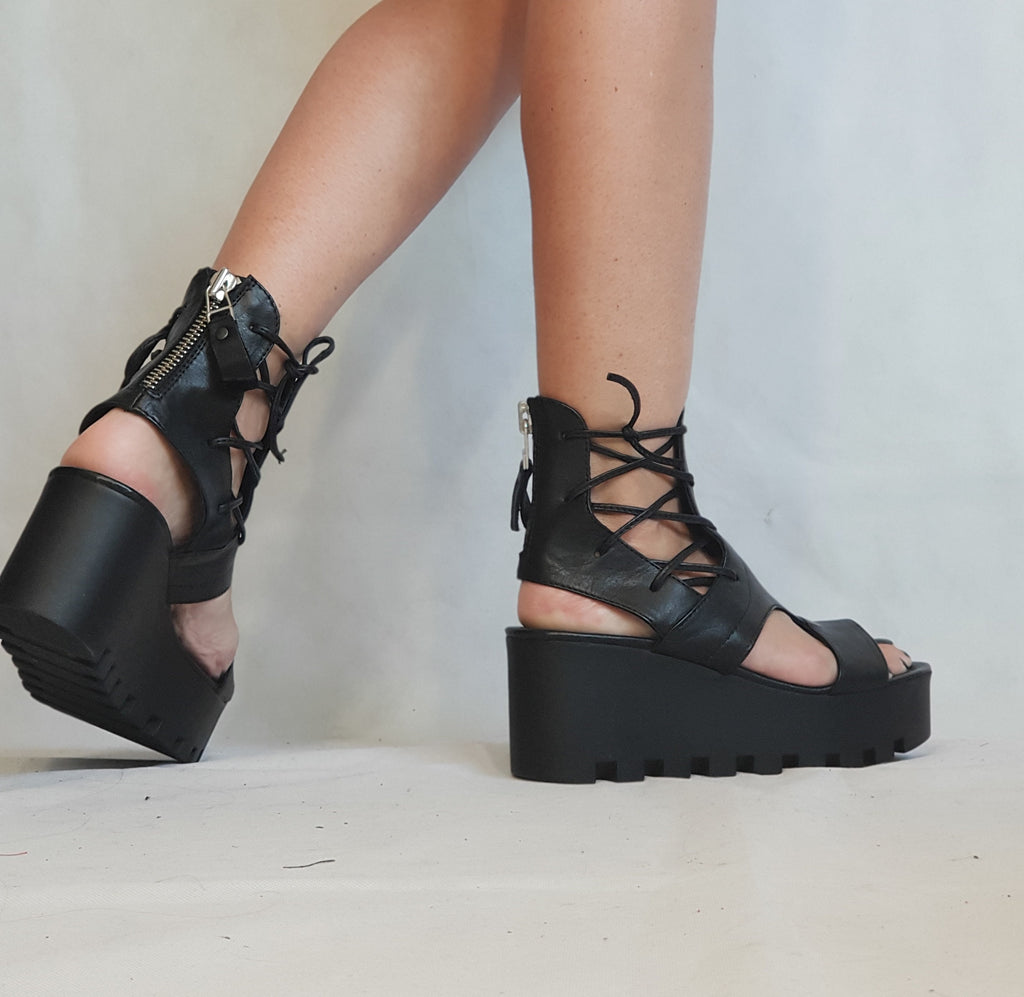 Leather Shoes, Platform Shoes, Gothic Sandals, Steampunk Shoes, Platform Sandals, Black Wedges, Gothic Shoes, Black Leather Sandals, Strappy