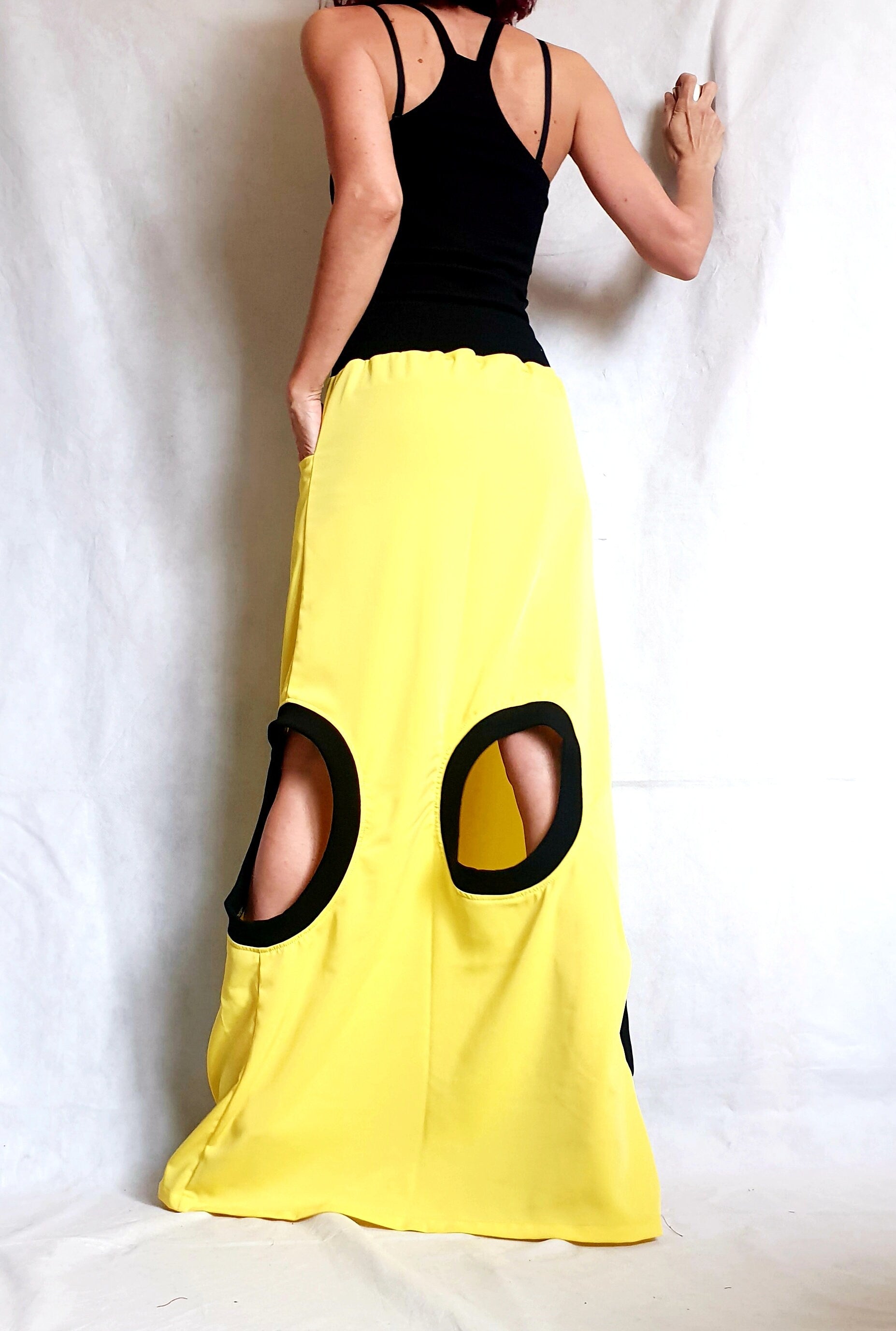 A Line Skirt, Boho Skirt, Wedding Yellow Skirt, Cocktail Skirt, Gothic Skirt, Asymmetric Skirt, Maxi Skirt, Steampunk Skirt, High Skirt