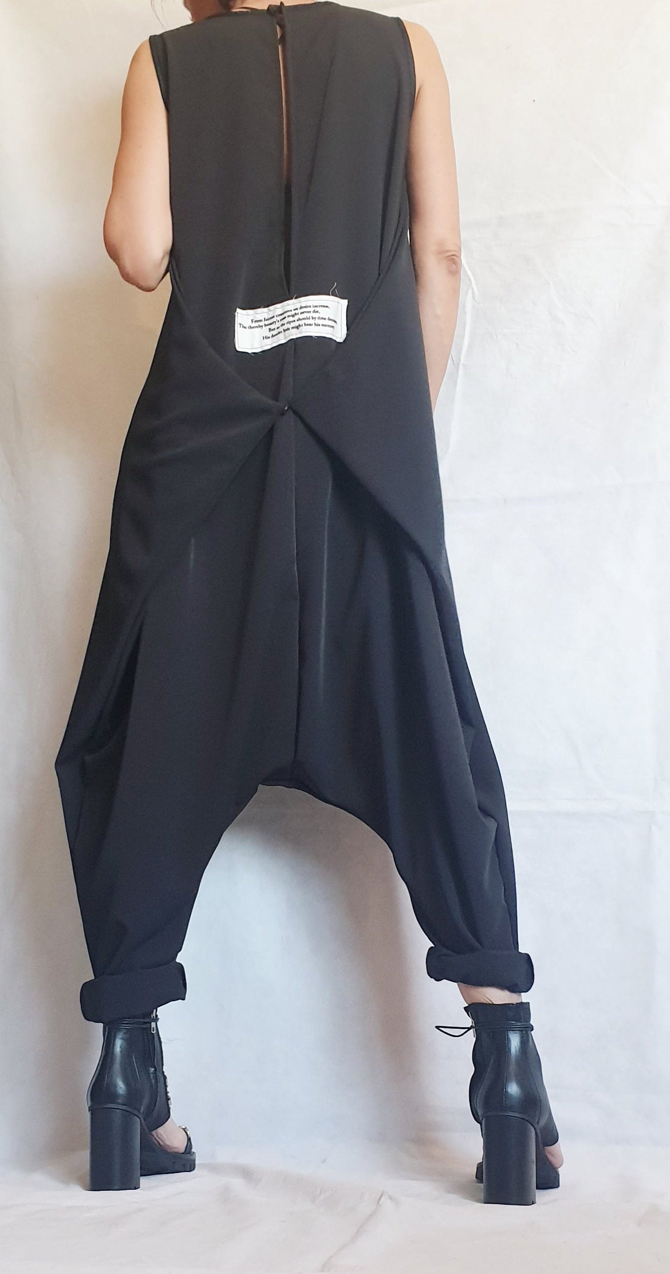 Think pink Asymmetric long Jumpsuit, Harem Jumpsuit, Extravagant Wide Leg Overall, Steampunk Jumpsuit, Sleeveless Jumpsuit