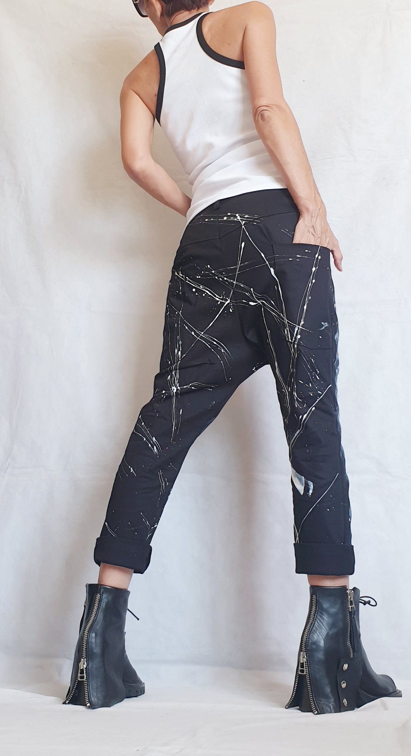 Extravagant Red Pants, Casual Pants, Urban Pants, Loose Pants, Punk Pants, Gothic Pants, Steampunk Pants, Wide Leg Pants