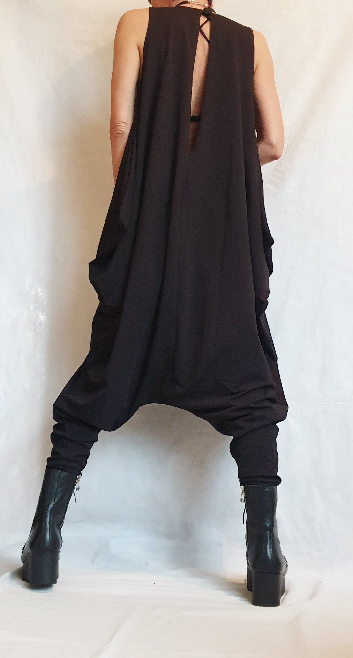 Black Harem Jumpsuit, Loose Jumpsuit, Drop Crotch Jumpsuit, Plus Size Clothing, Women Overall, Urban Clothing, Oversize Jumpsuit, Gothic